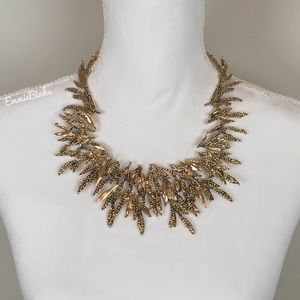 New Metallic Leaf Textured Bohemian Statement Necklace ~ Statement Bib Necklace
